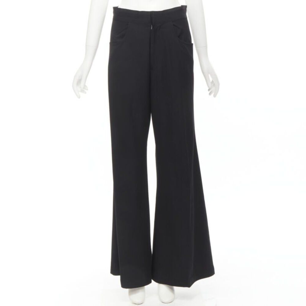 Yohji Yamamoto wool grosgrain trim high waisted pants